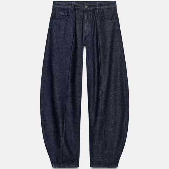 ZARA ZW COLLECTION MID-RISE BALLOON JEANS - Picture 4 of 6